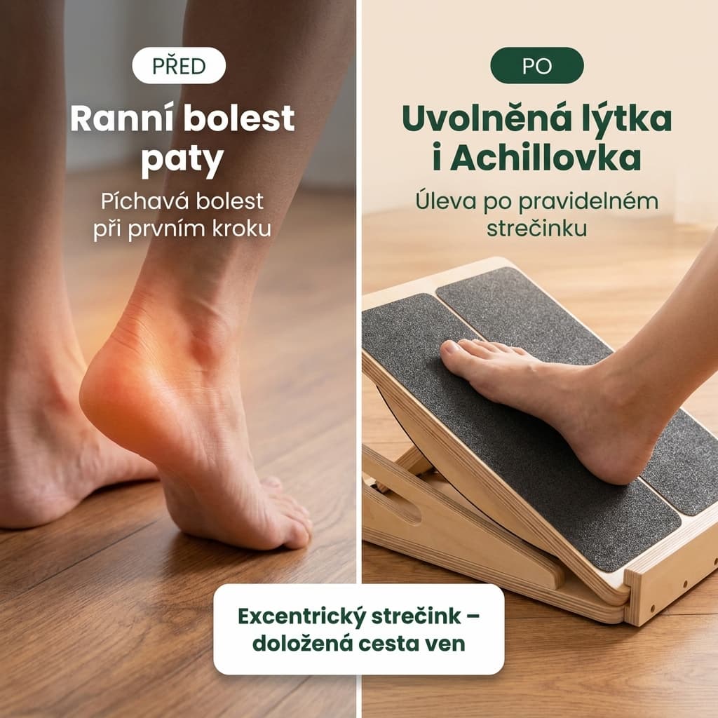 Šikmá rehabilitační deska před a po – úleva od ranní bolesti paty